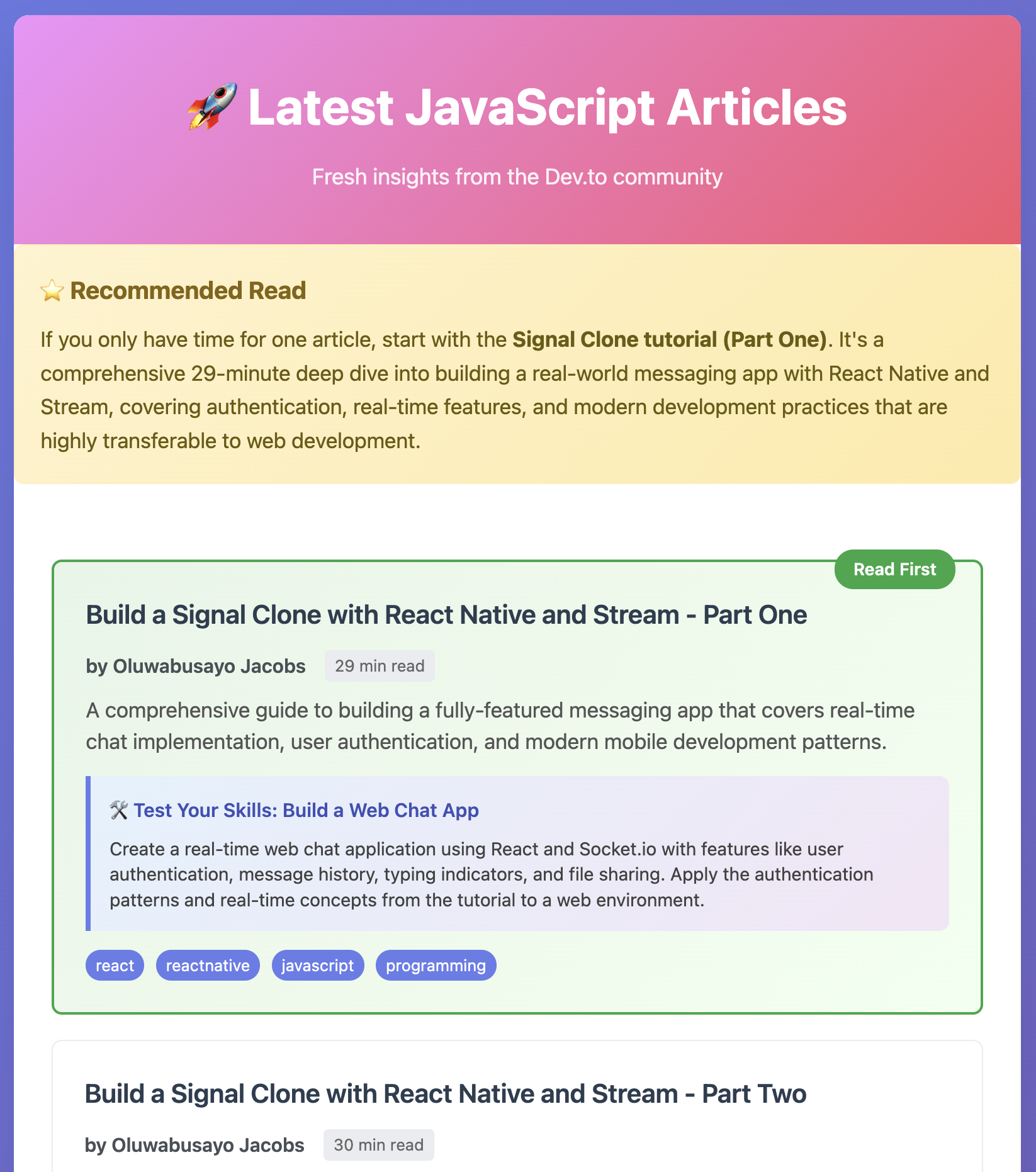 Dev.to Project Example